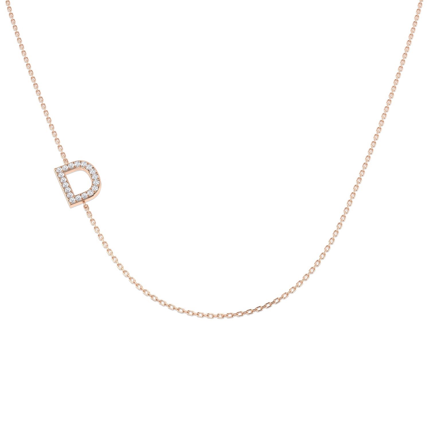 Diamond Sideways Initial "D" Necklace