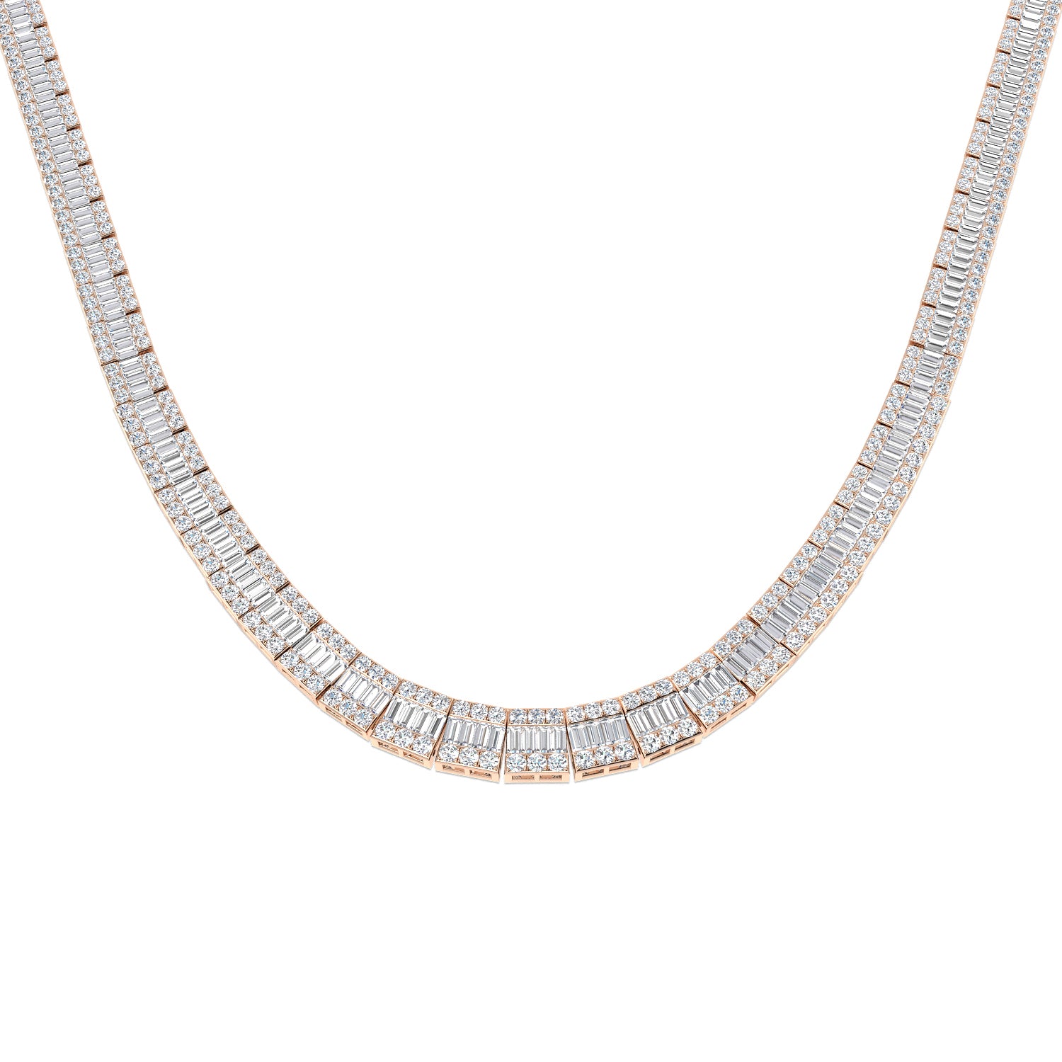 June Baguette Brilliant Necklace 13ct to 23ct Gold Platinum