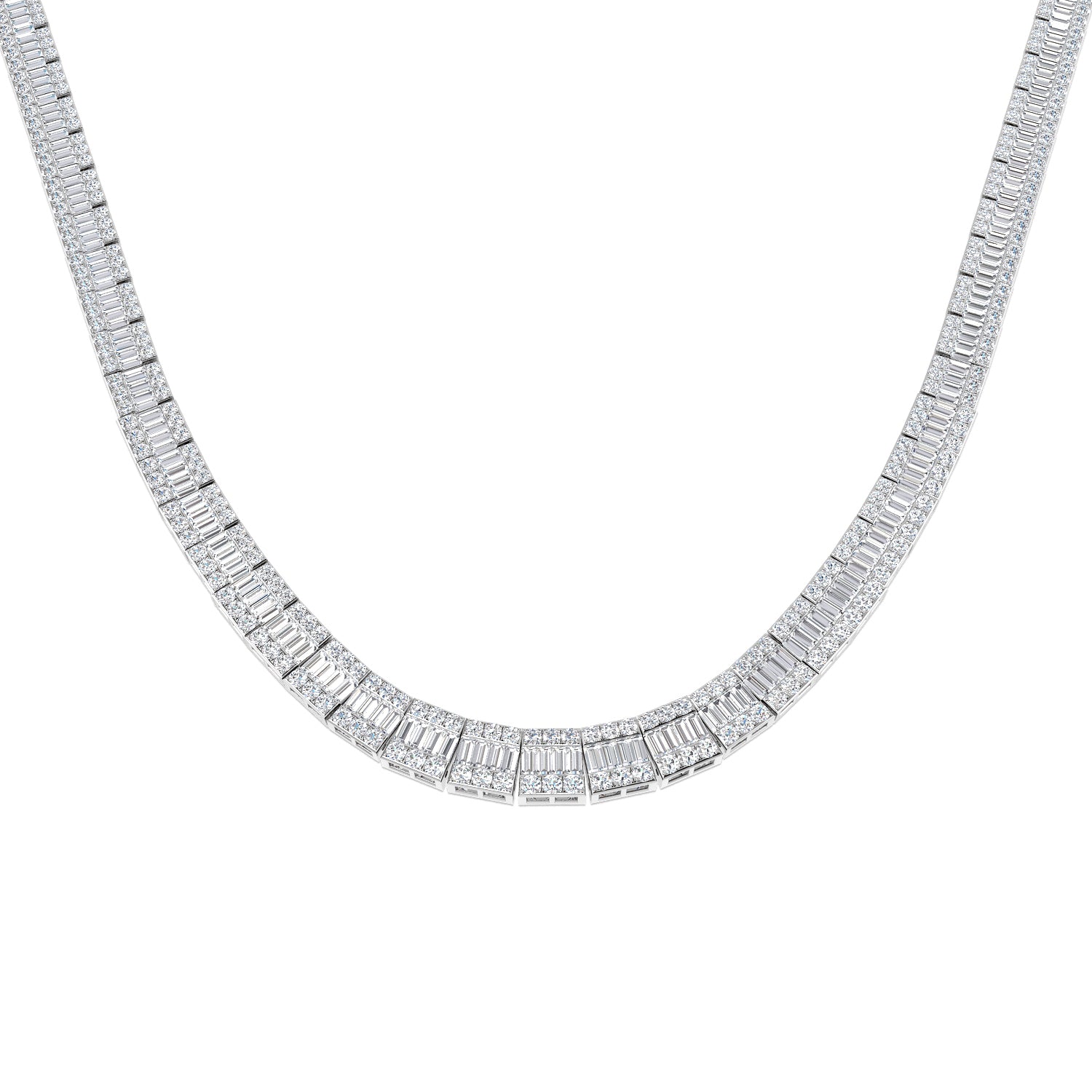 June Baguette Brilliant Necklace 13ct to 23ct Gold Platinum