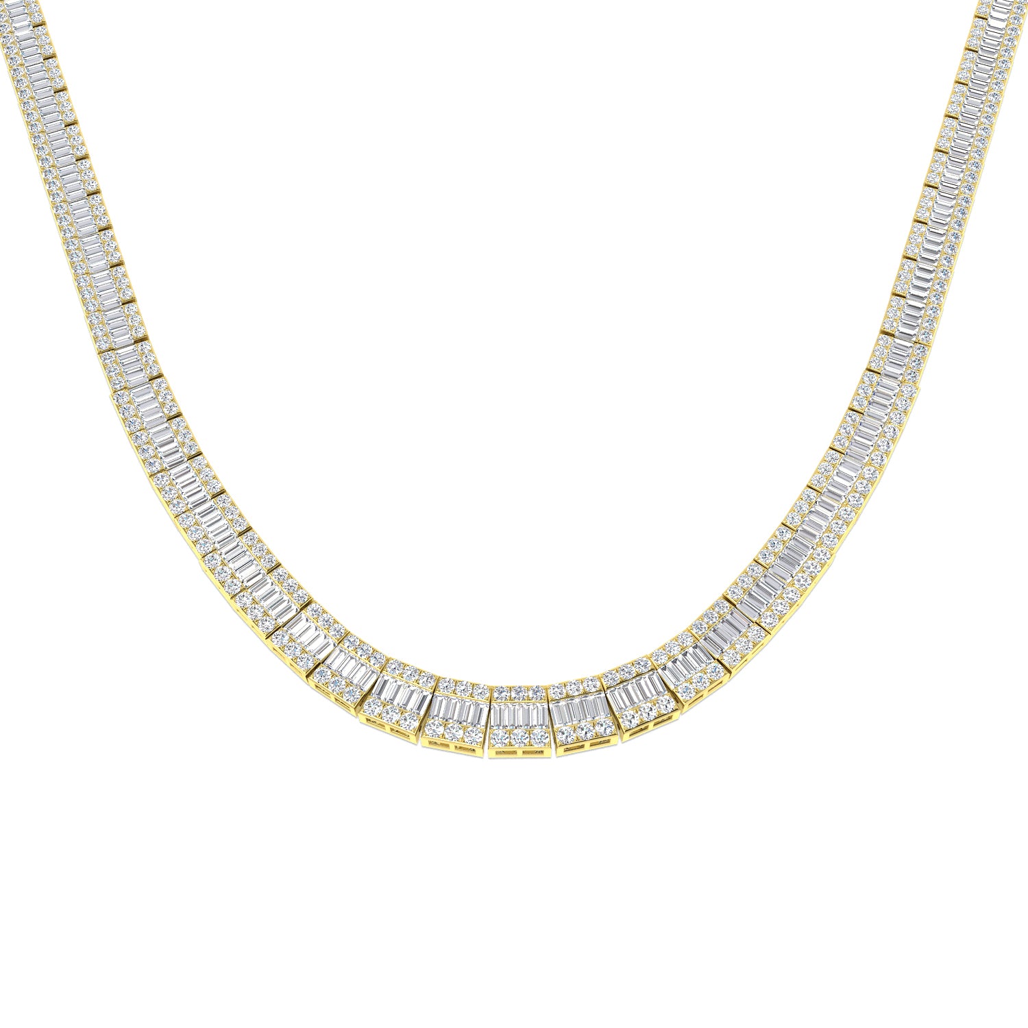 June Baguette Brilliant Necklace 13ct to 23ct Gold Platinum