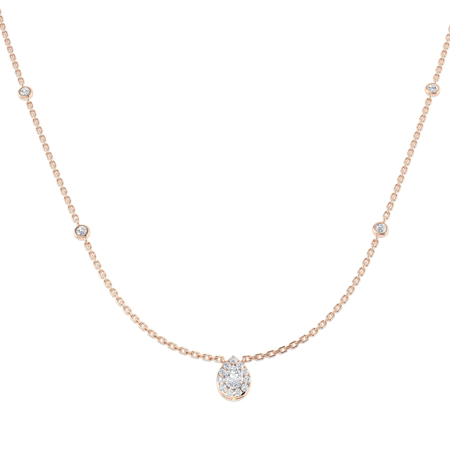 India Halo Diamond Necklace 0.3ct to 0.5ct Gold Platinum