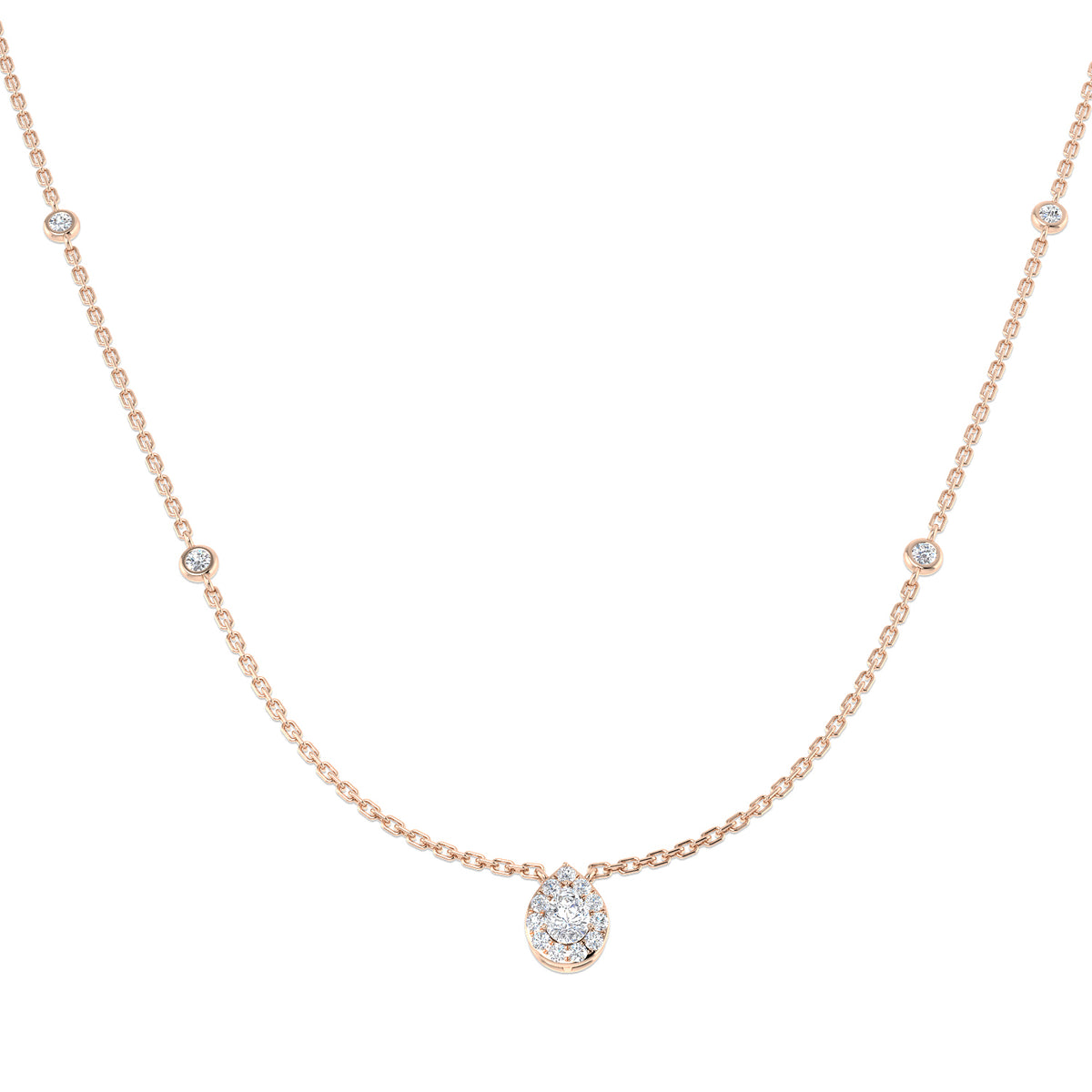India Halo Diamond Necklace 0.3ct to 0.5ct Gold Platinum