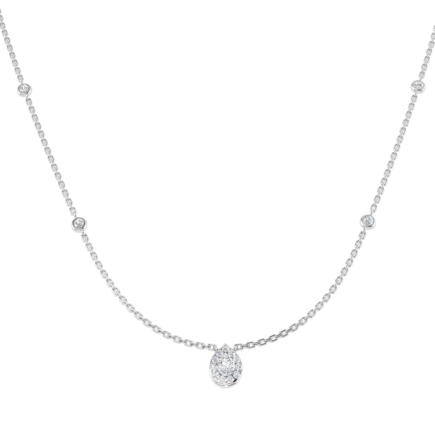 India Halo Diamond Necklace 0.3ct to 0.5ct Gold Platinum