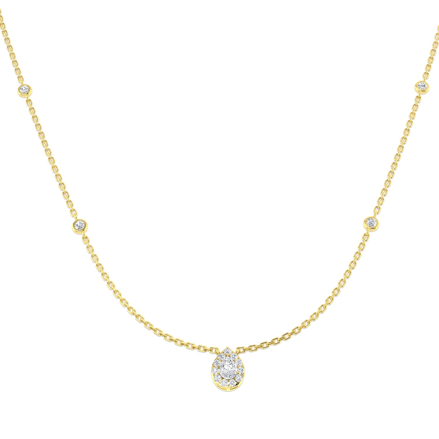 India Halo Diamond Necklace 0.3ct to 0.5ct Gold Platinum