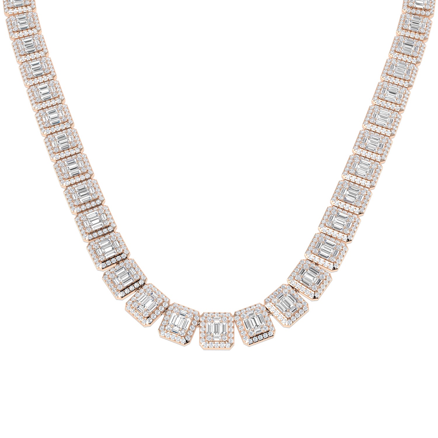Betel Baguette Brilliant Diamond Necklace 26ct Gold Platinum