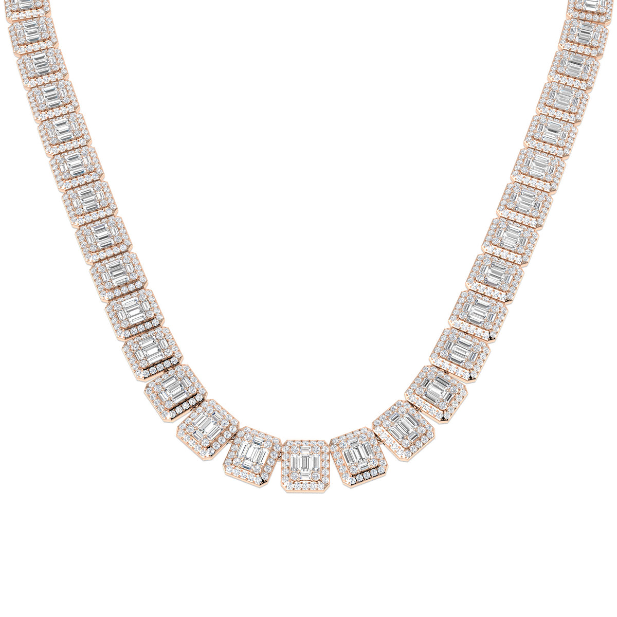 Betel Baguette Brilliant Diamond Necklace 26ct Gold Platinum
