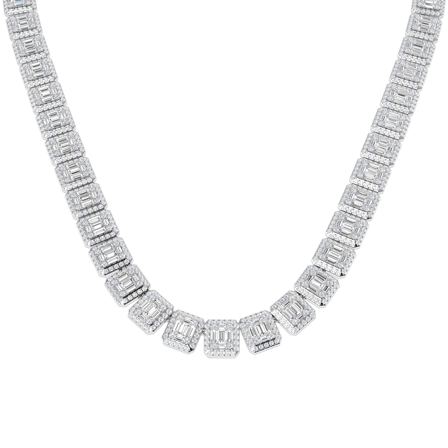 Betel Baguette Brilliant Diamond Necklace 26ct Gold Platinum