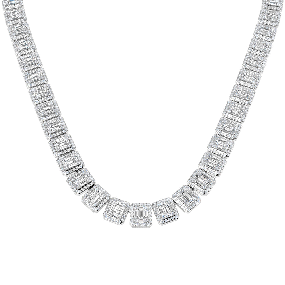 Betel Baguette Brilliant Diamond Necklace 26ct Gold Platinum