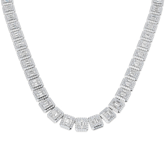 Betel Baguette Brilliant Diamond Necklace 26ct Gold Platinum