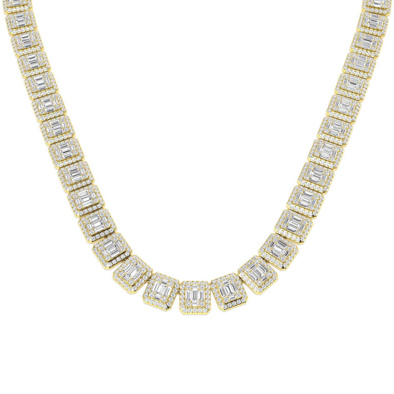 Betel Baguette Brilliant Diamond Necklace 26ct Gold Platinum