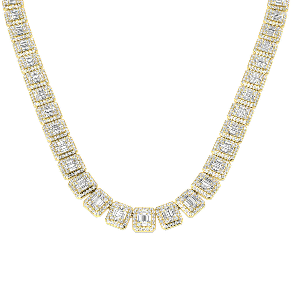 Betel Baguette Brilliant Diamond Necklace 26ct Gold Platinum