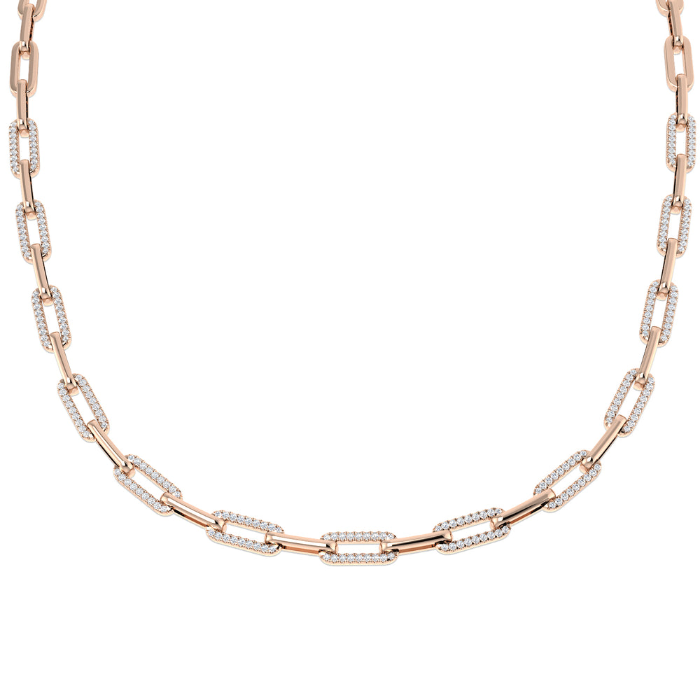 Naomi Diamond Paper Clip Necklace 2ct Gold Platinum