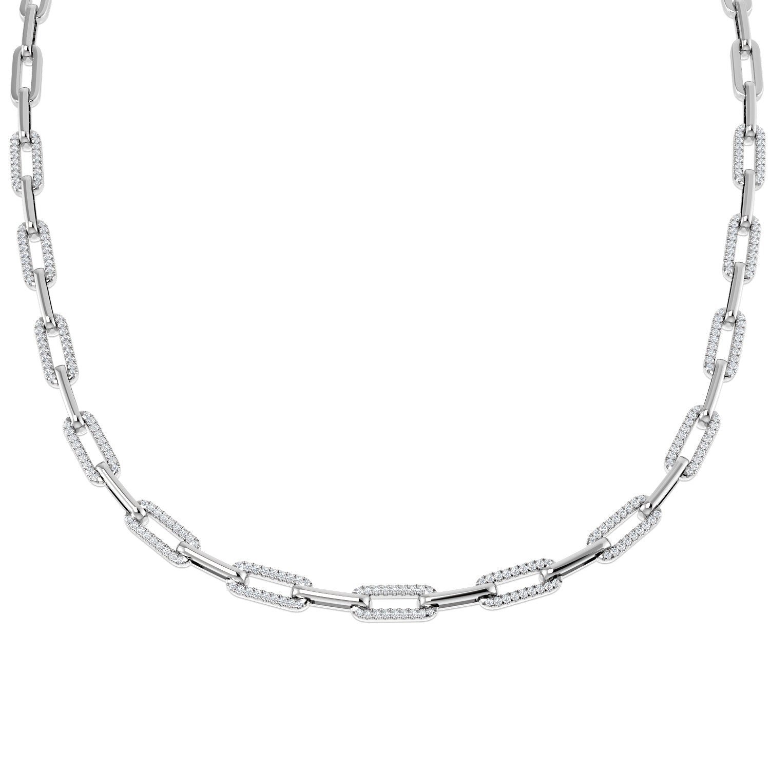 Naomi Diamond Paper Clip Necklace 2ct Gold Platinum