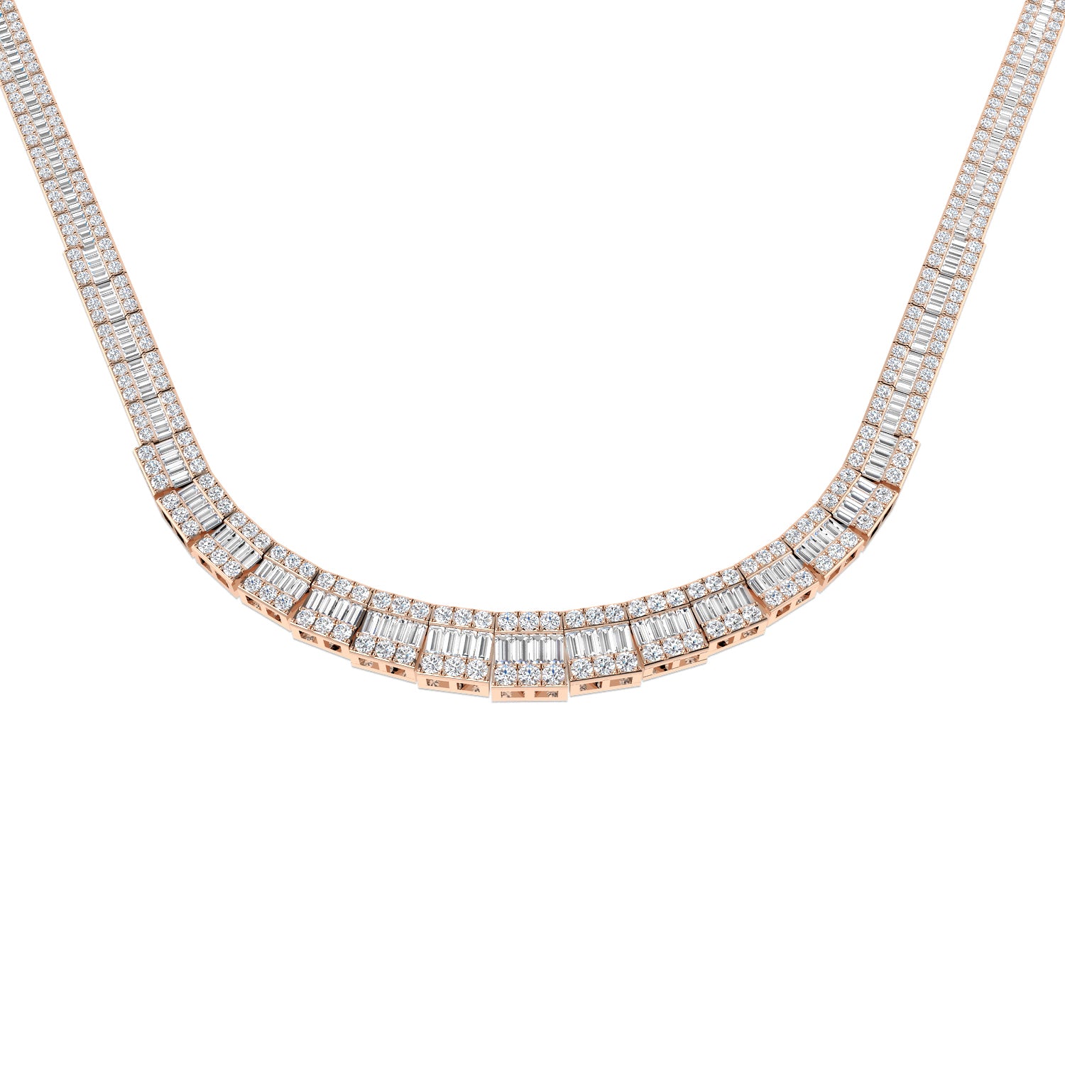 June Baguette Brilliant Necklace 13ct to 23ct Gold Platinum