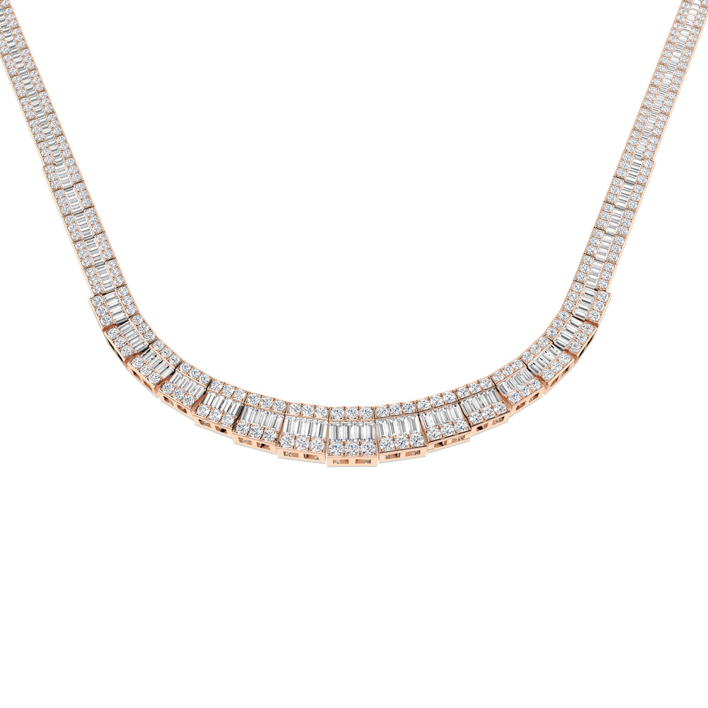 June Baguette Brilliant Necklace 13ct to 23ct Gold Platinum
