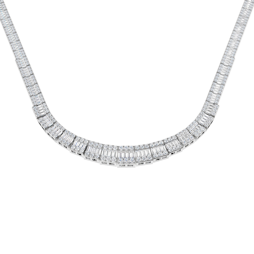 June Baguette Brilliant Necklace 13ct to 23ct Gold Platinum