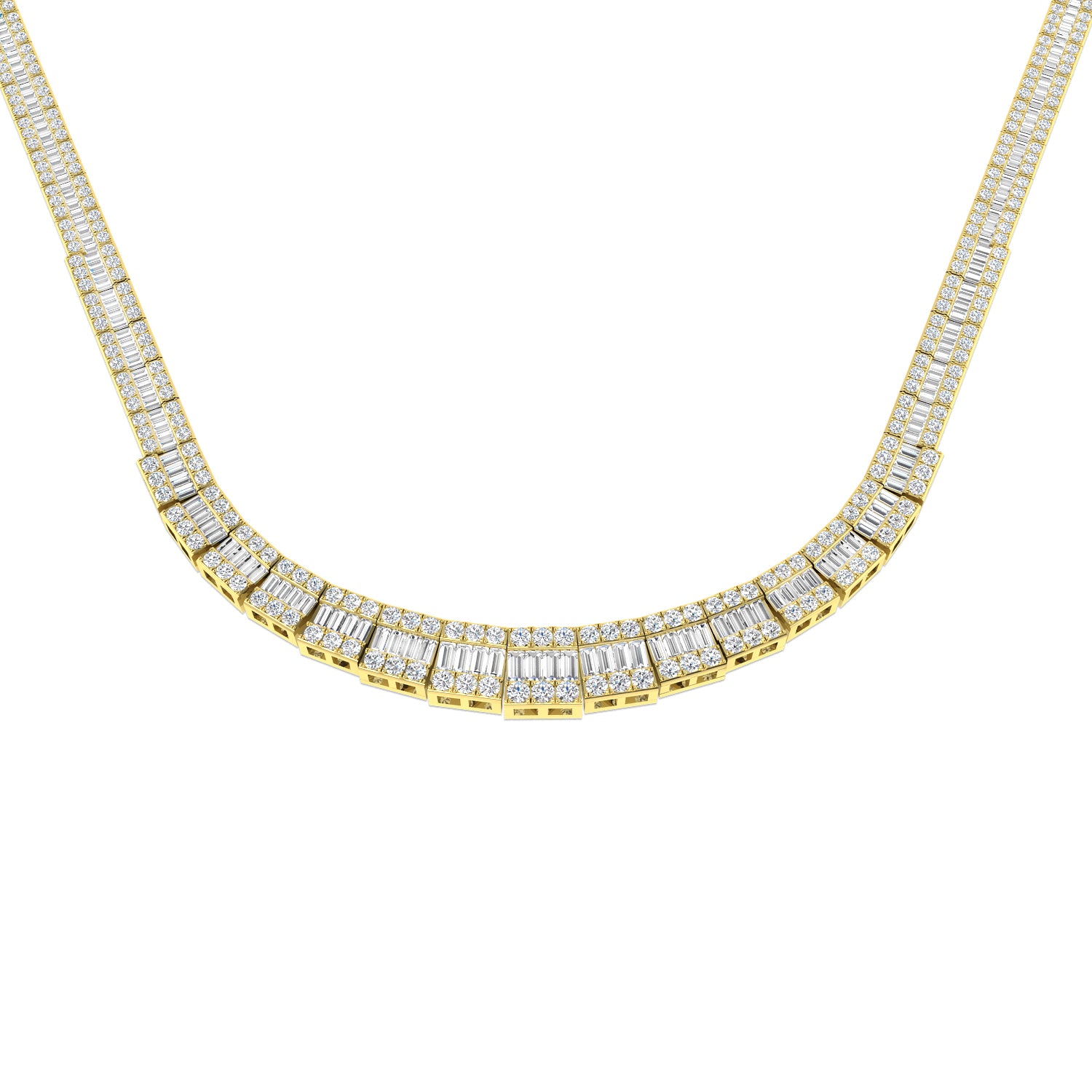 June Baguette Brilliant Necklace 13ct to 23ct Gold Platinum