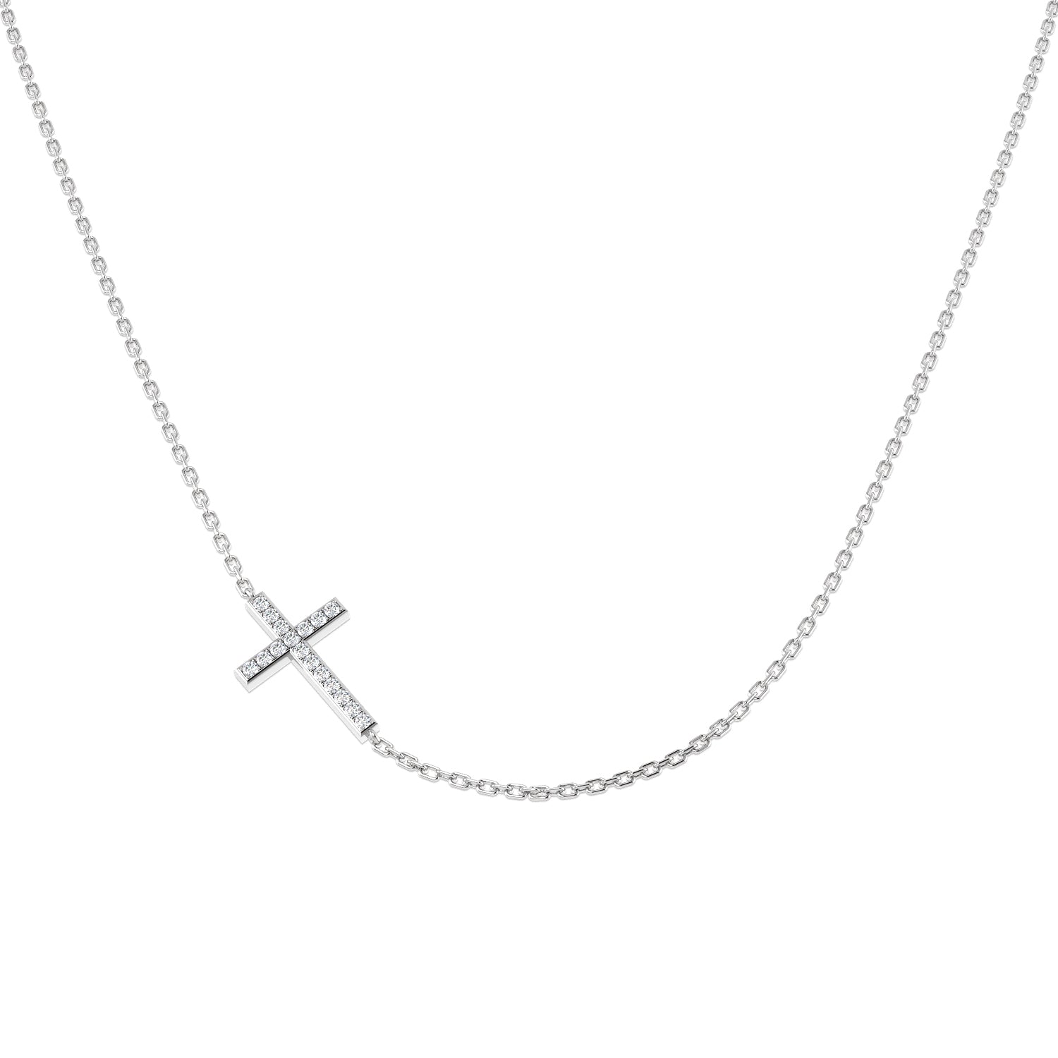 Faith Diamond Cross Necklace 0.1ct Platinum Gold