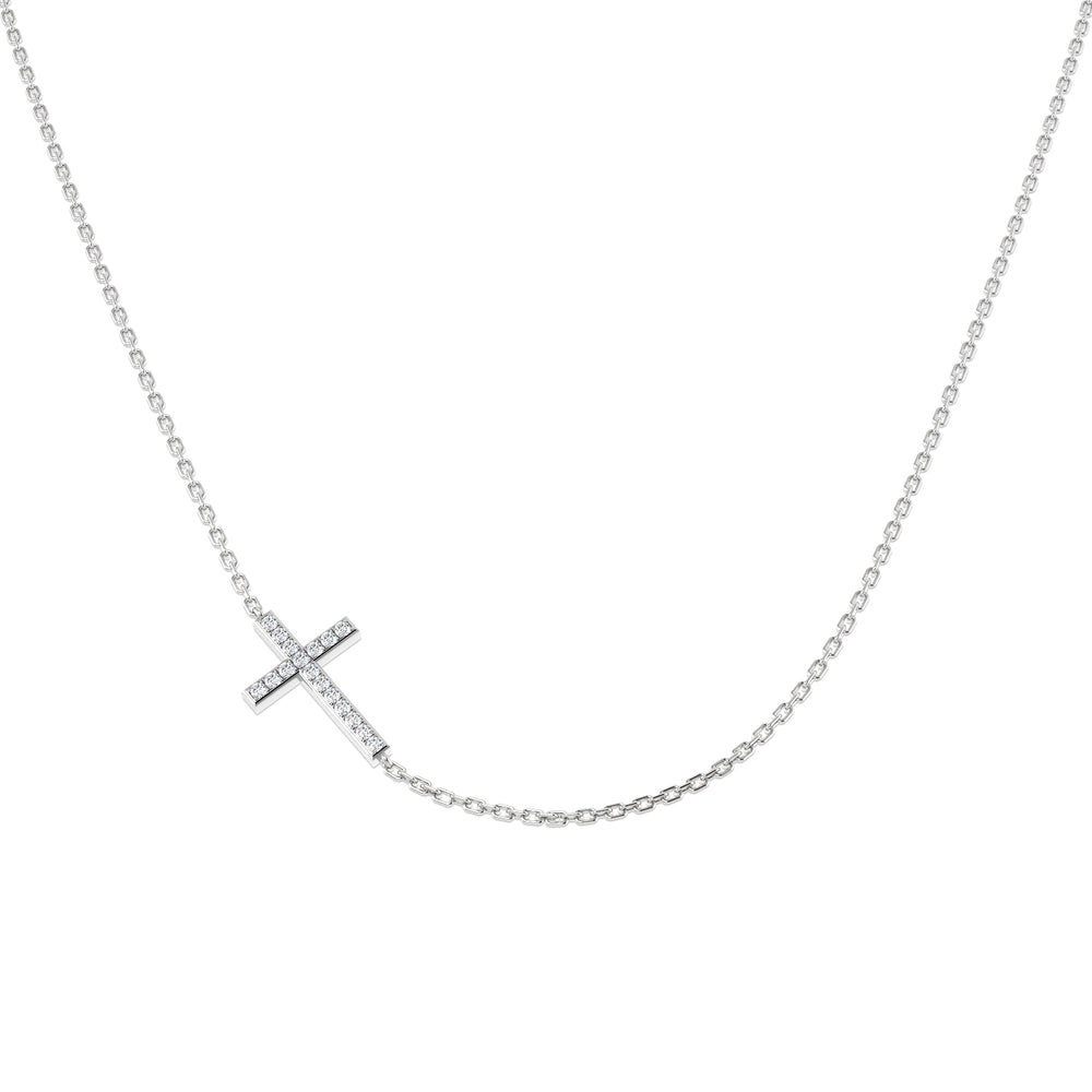 Faith Diamond Cross Necklace 0.1ct Platinum Gold