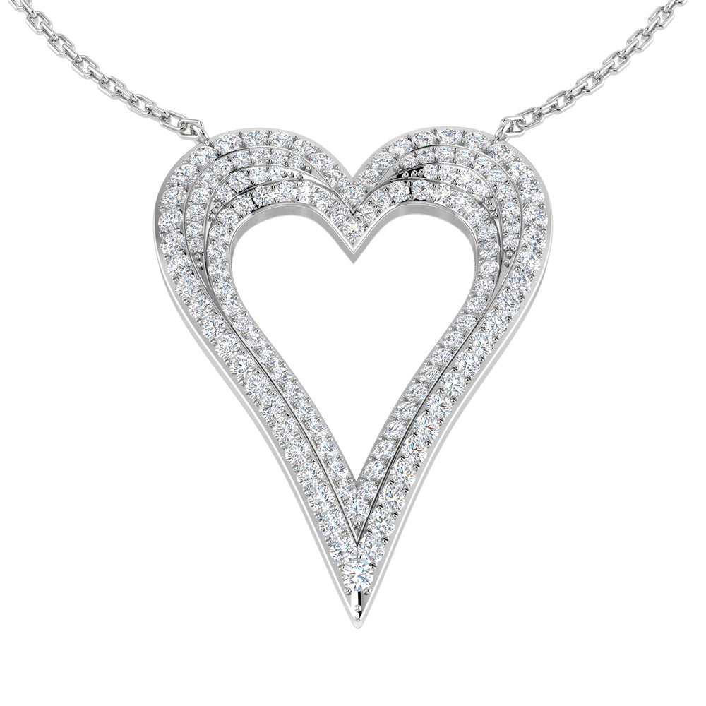 Nina Heart Diamond Necklace 0.75ct Gold Platinum