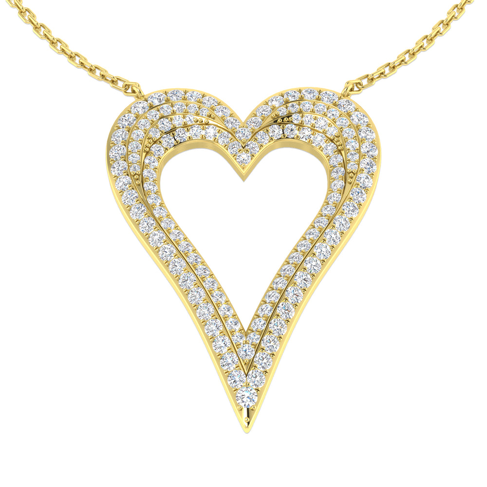 Nina Heart Diamond Necklace 0.75ct Gold Platinum