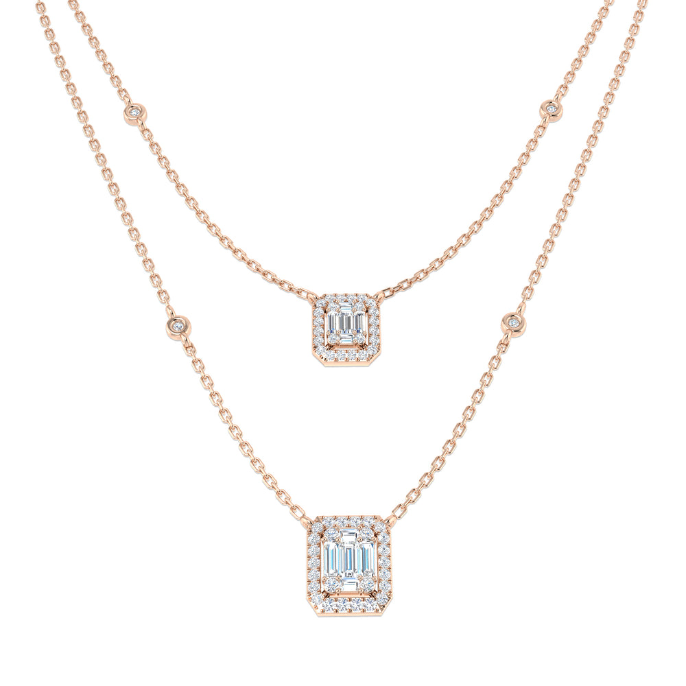 Carl Baguette Diamond Necklace 0.75ct Gold Platinum