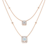 Carl Baguette Diamond Necklace 0.75ct Gold Platinum