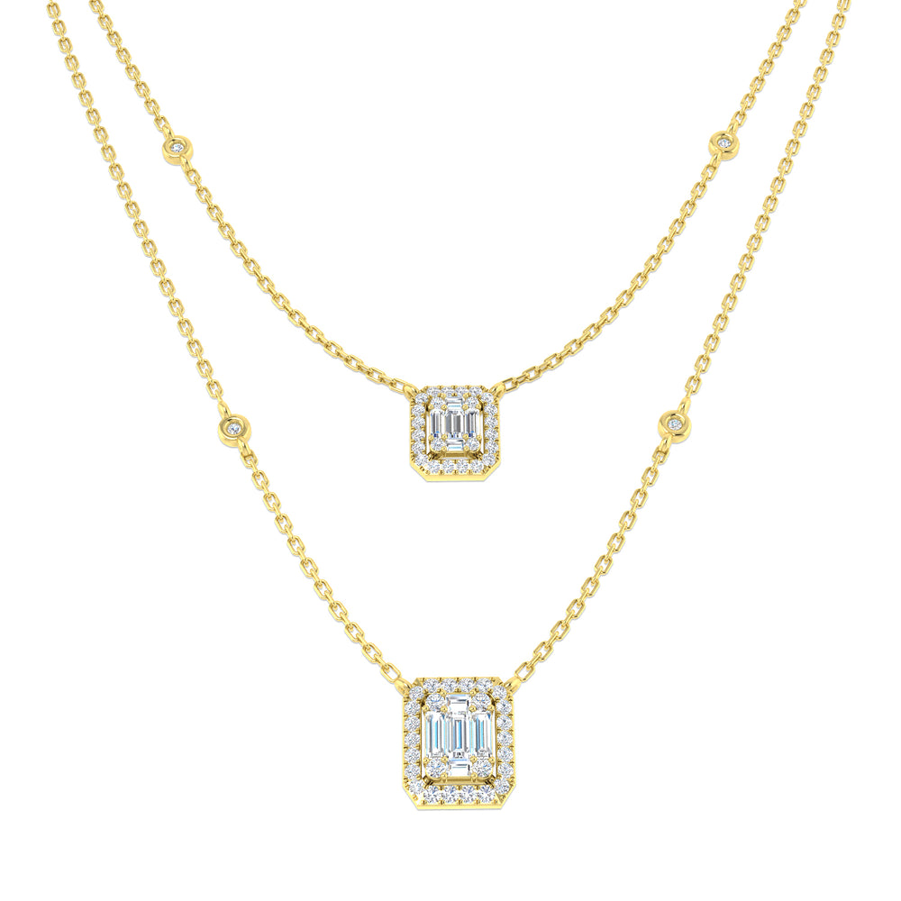 Carl Baguette Diamond Necklace 0.75ct Gold Platinum