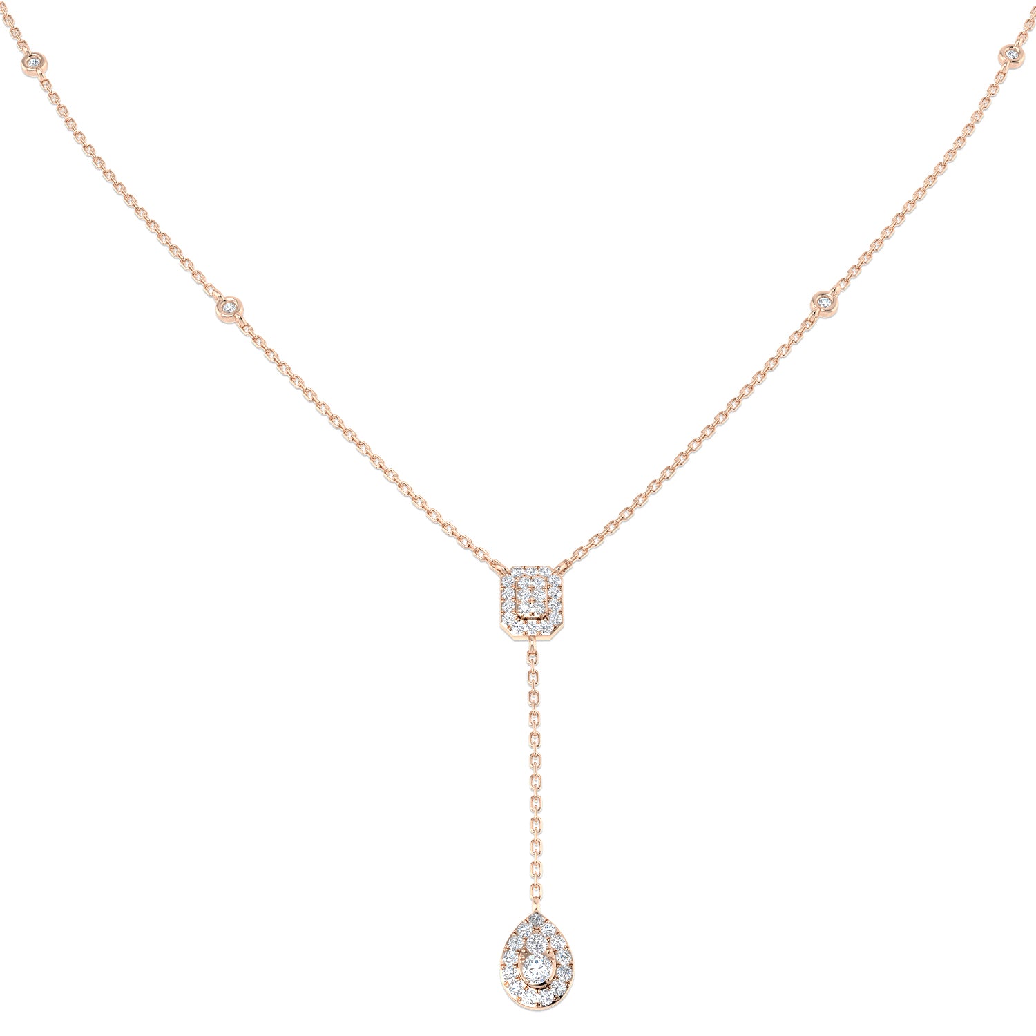Bruce Baguette Brilliant Diamond Necklace 0.5ct Gold Platinum