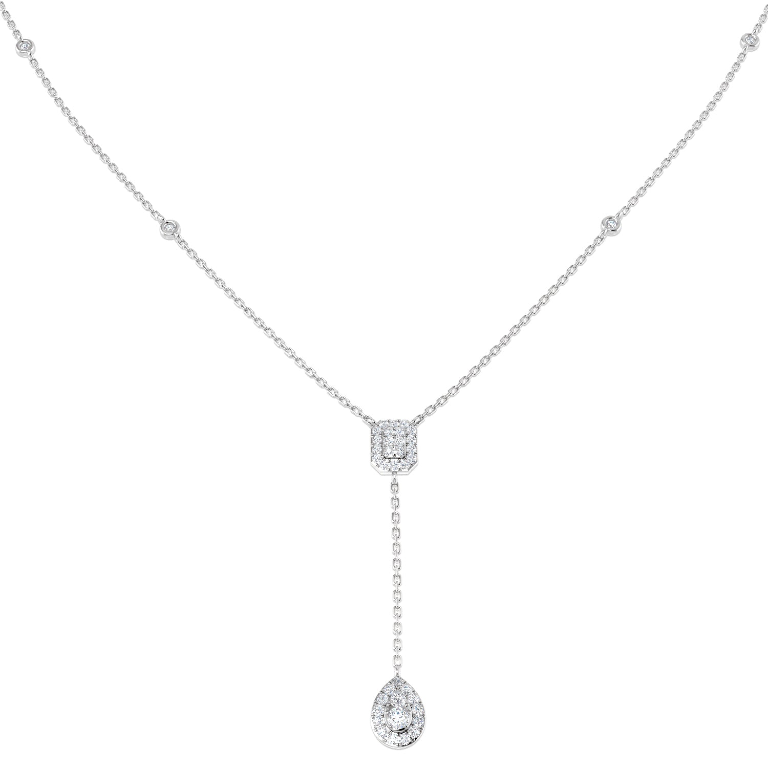 Bruce Baguette Brilliant Diamond Necklace 0.5ct Gold Platinum