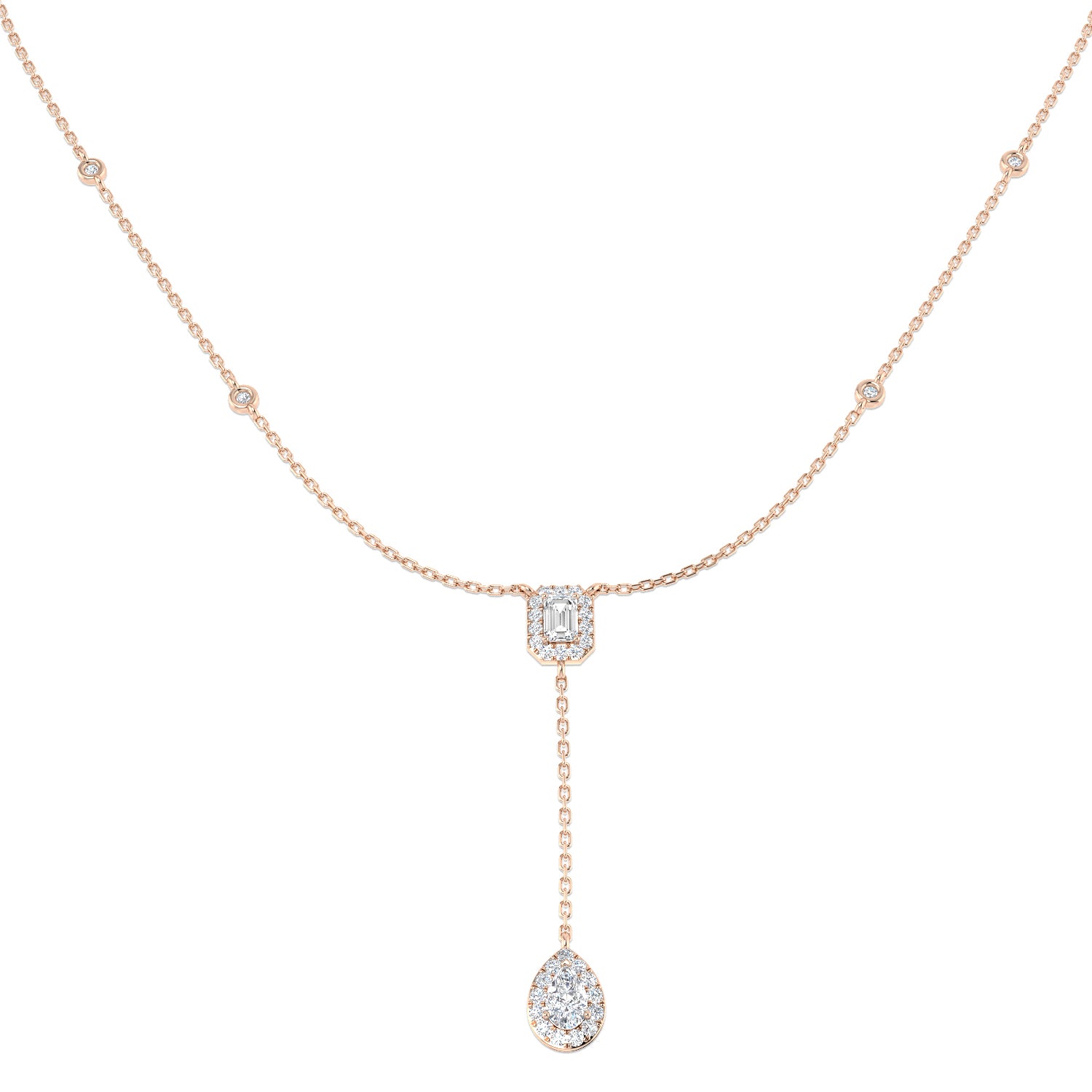 Connie Diamond Drop Necklace 1ct Gold Platinum