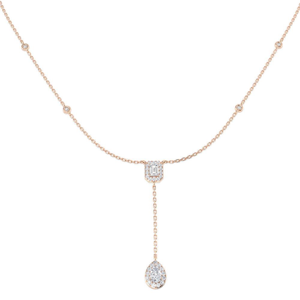 Connie Diamond Drop Necklace 1ct Gold Platinum