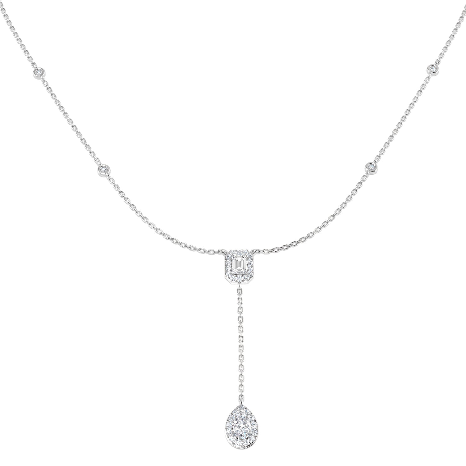 Connie Diamond Drop Necklace 1ct Gold Platinum