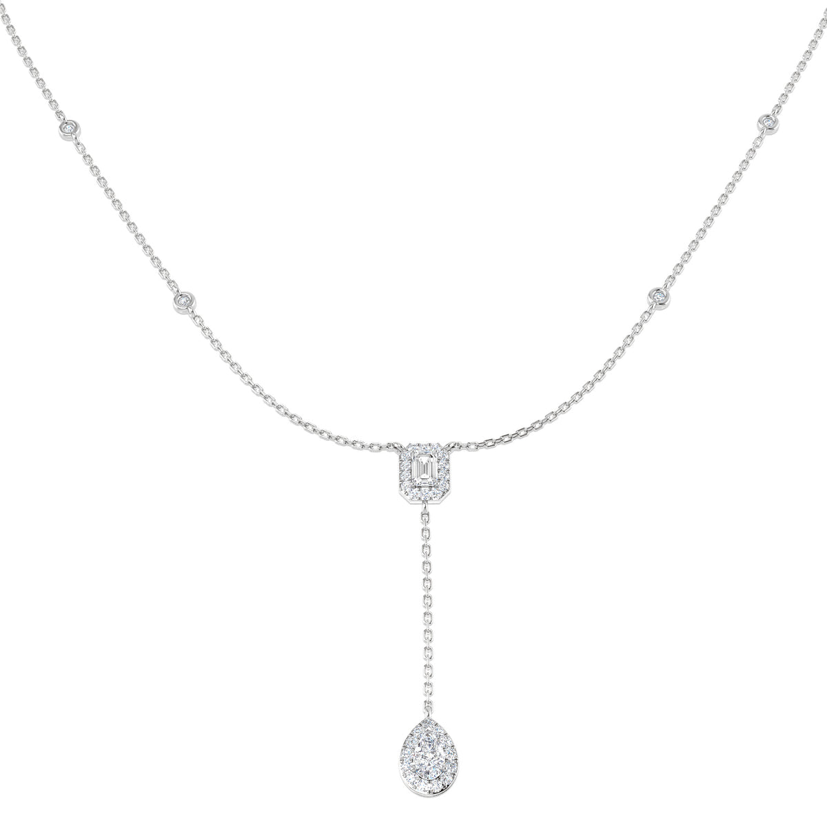 Connie Diamond Drop Necklace 1ct Gold Platinum
