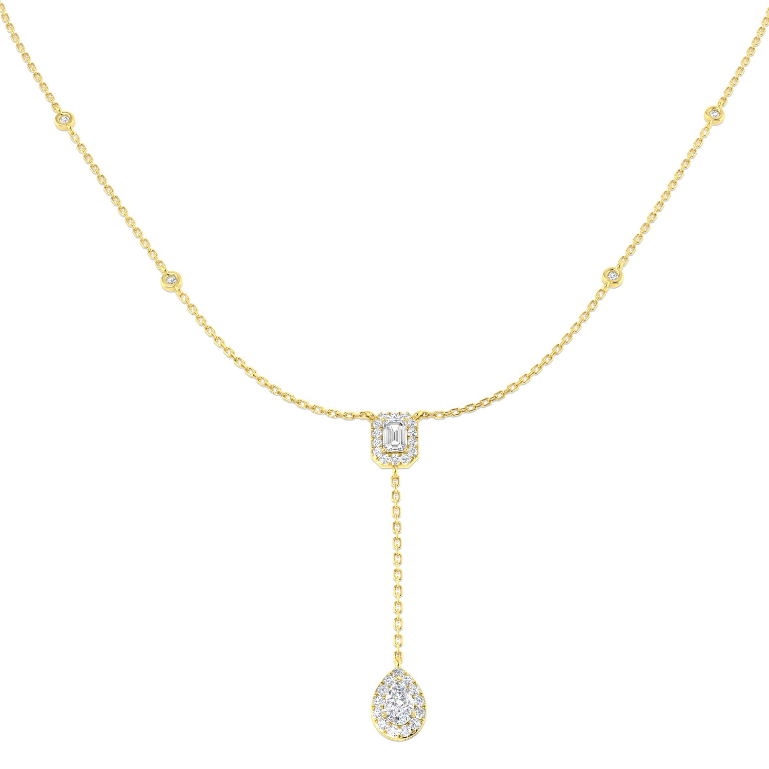 Connie Diamond Drop Necklace 1ct Gold Platinum
