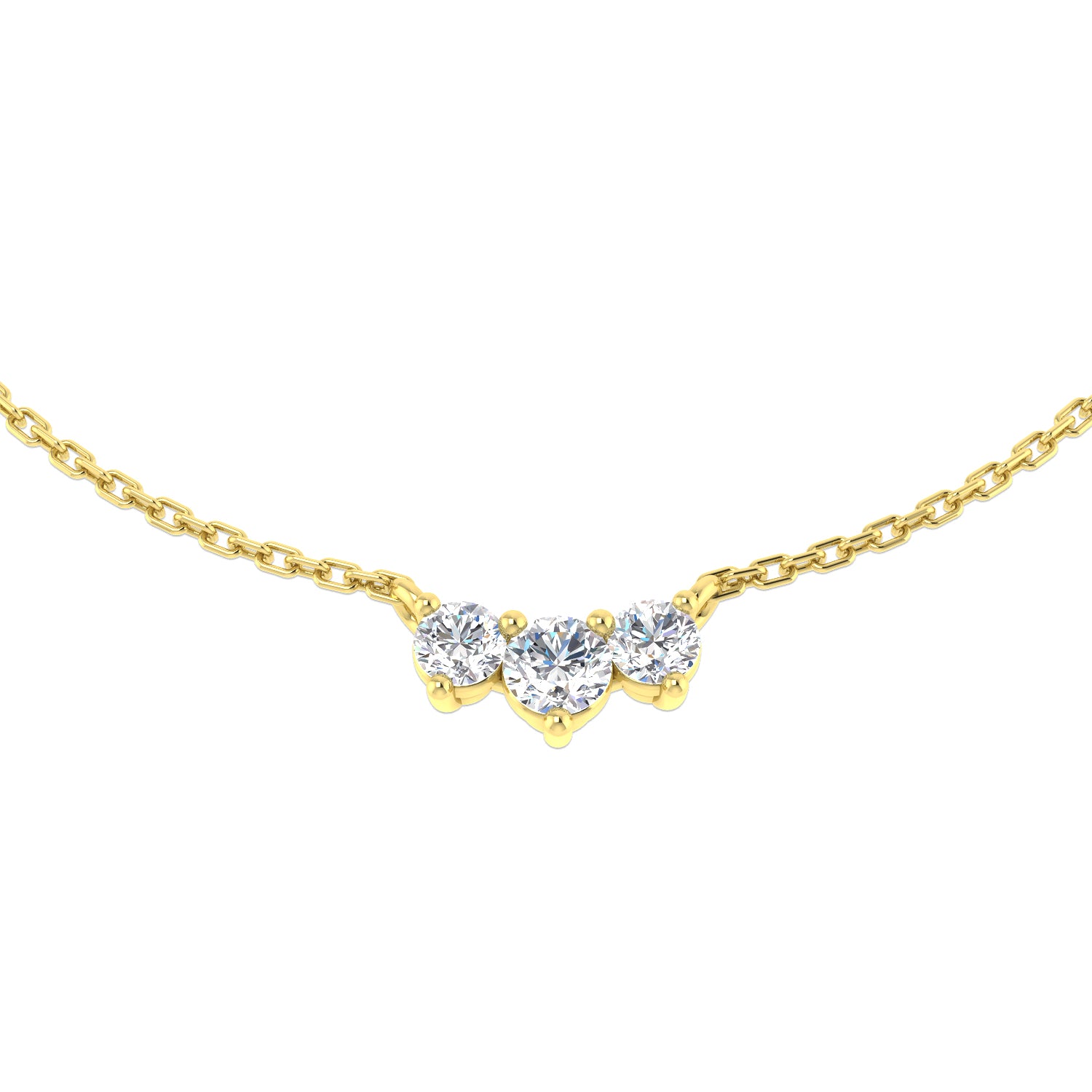 0.4 Carat D-E/VS Lab Grown Diamond Drop & Trilogy Necklace 9k Yellow Gold Ready To Ship
