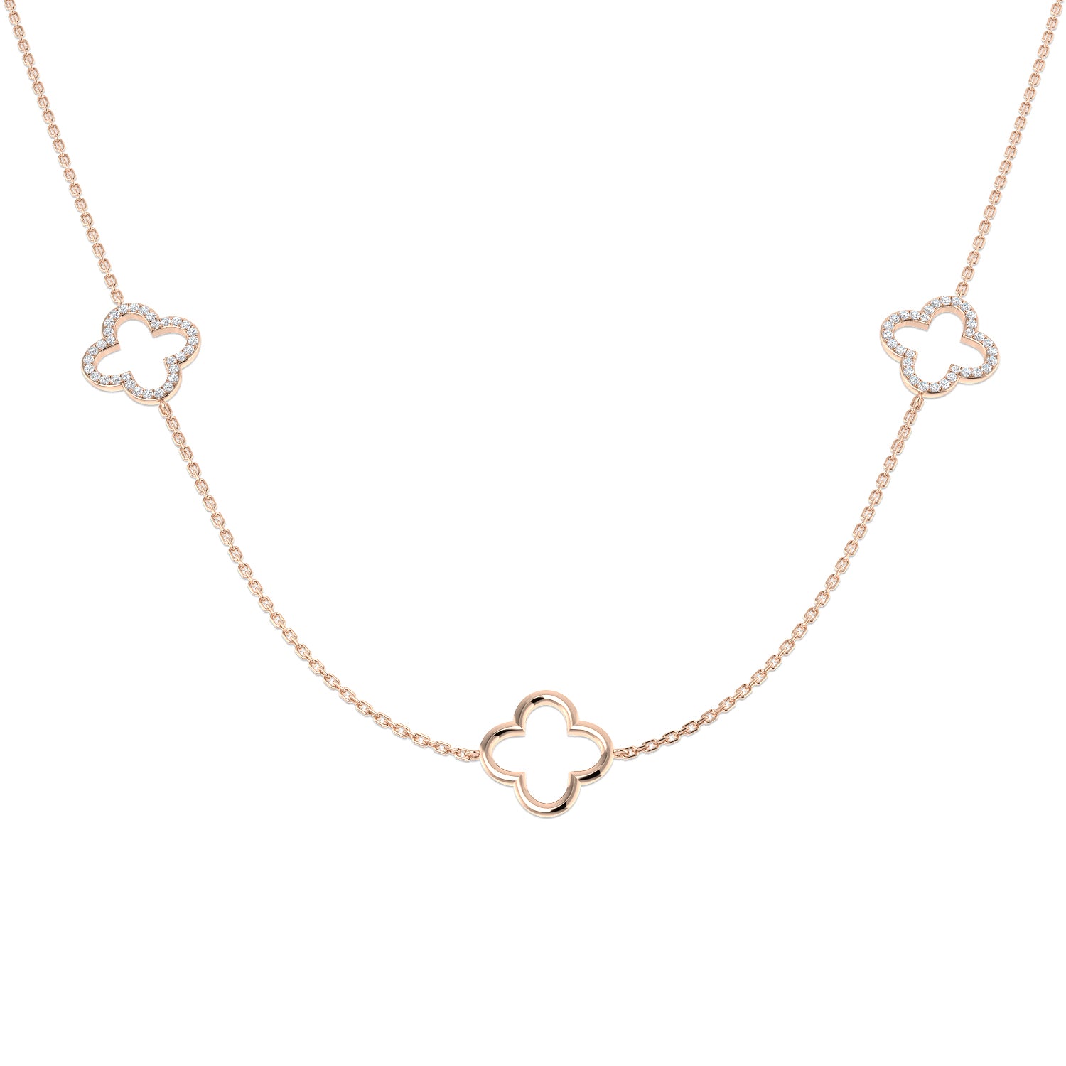 Samuel Clover Necklace 0.25ct Gold Platinum Diamond