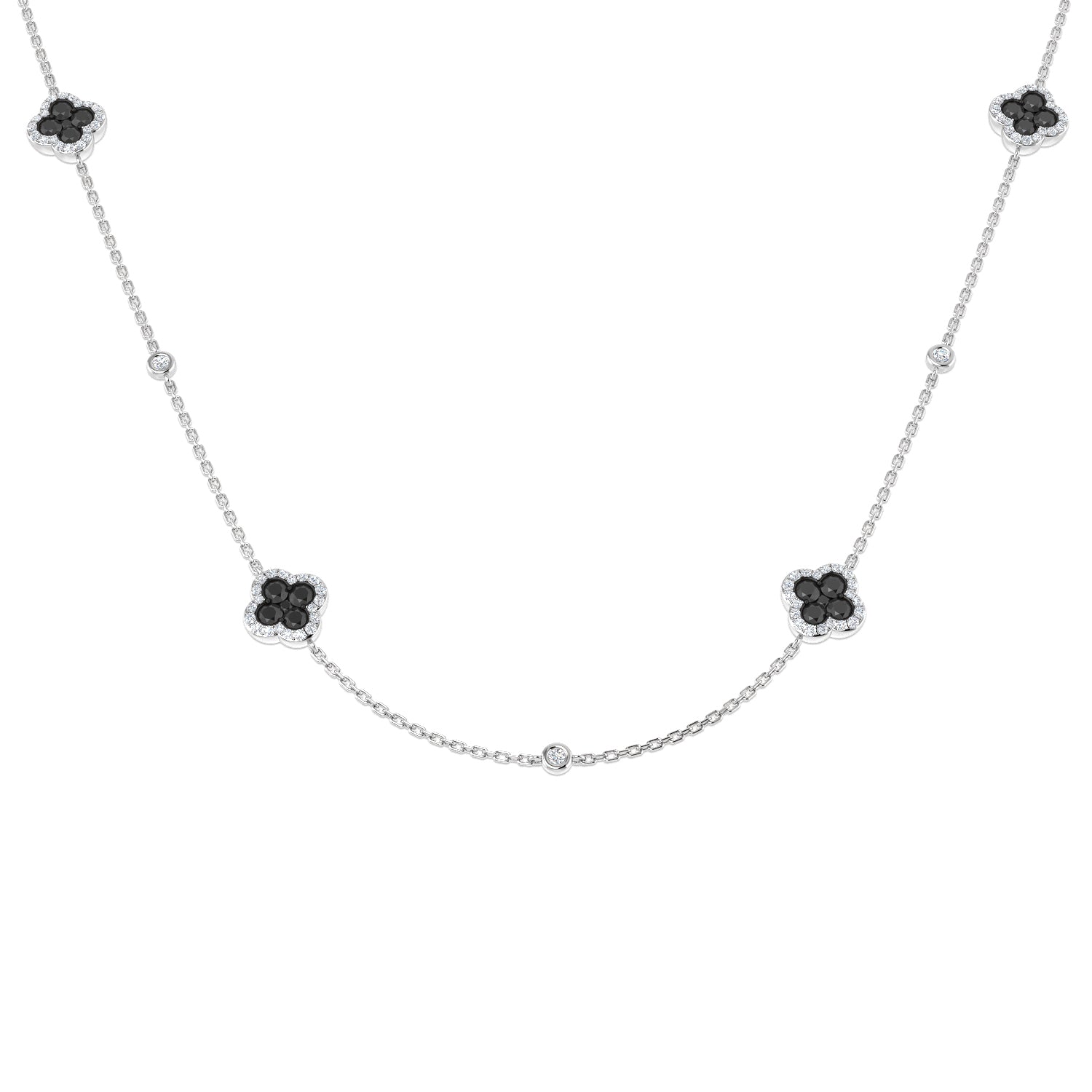 Simon Clover Diamond Necklace 1.5ct Gold Platinum
