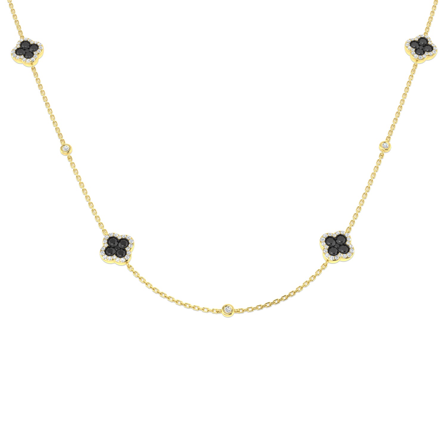 Simon Clover Diamond Necklace 1.5ct Gold Platinum