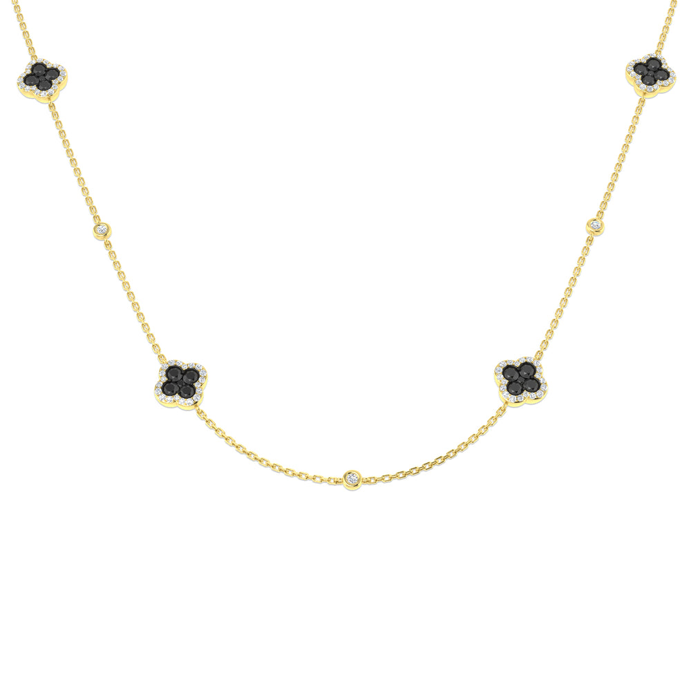 Simon Clover Diamond Necklace 1.5ct Gold Platinum