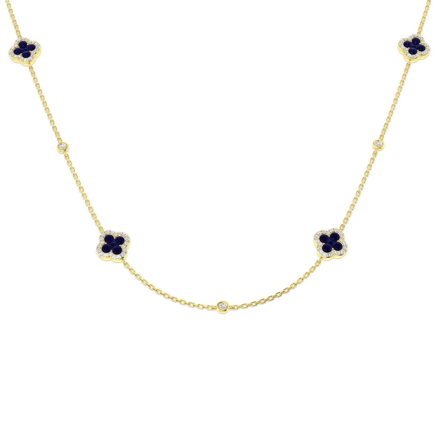 Simon Clover Diamond Necklace 1.5ct Gold Platinum