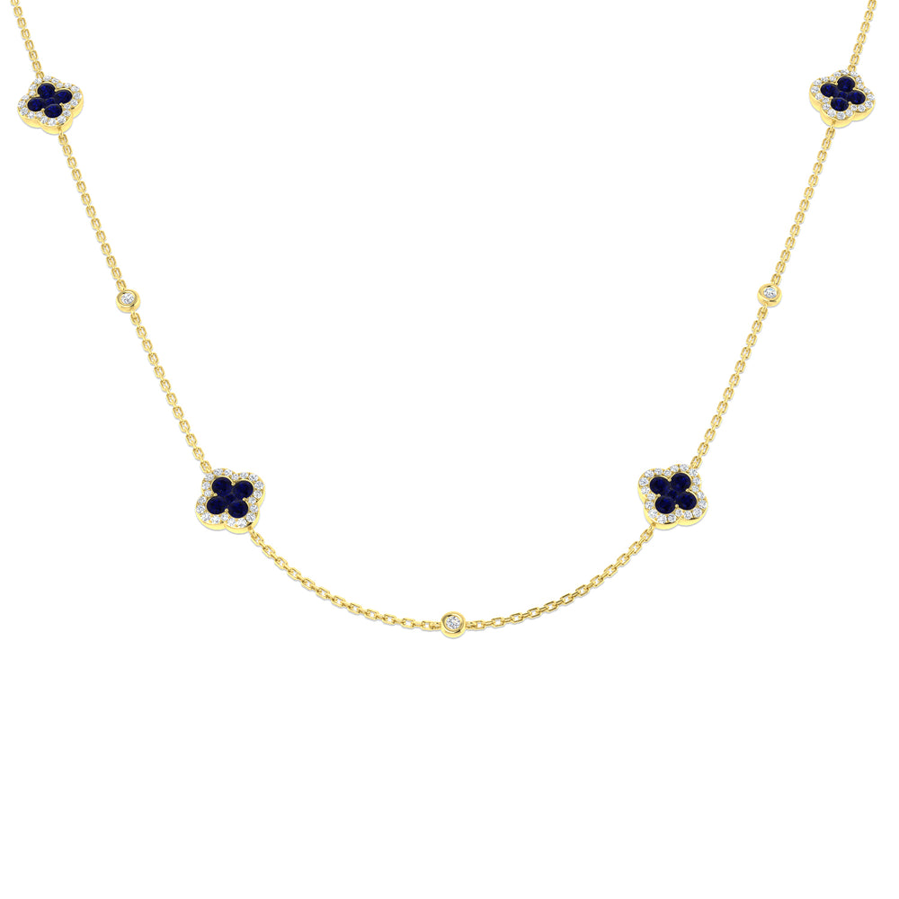 Simon Clover Diamond Necklace 1.5ct Gold Platinum