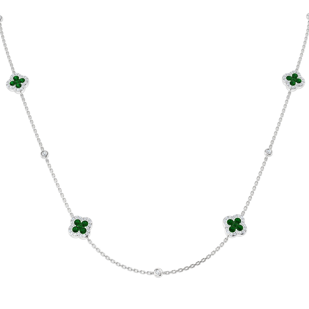 Simon Clover Diamond Necklace 1.5ct Gold Platinum