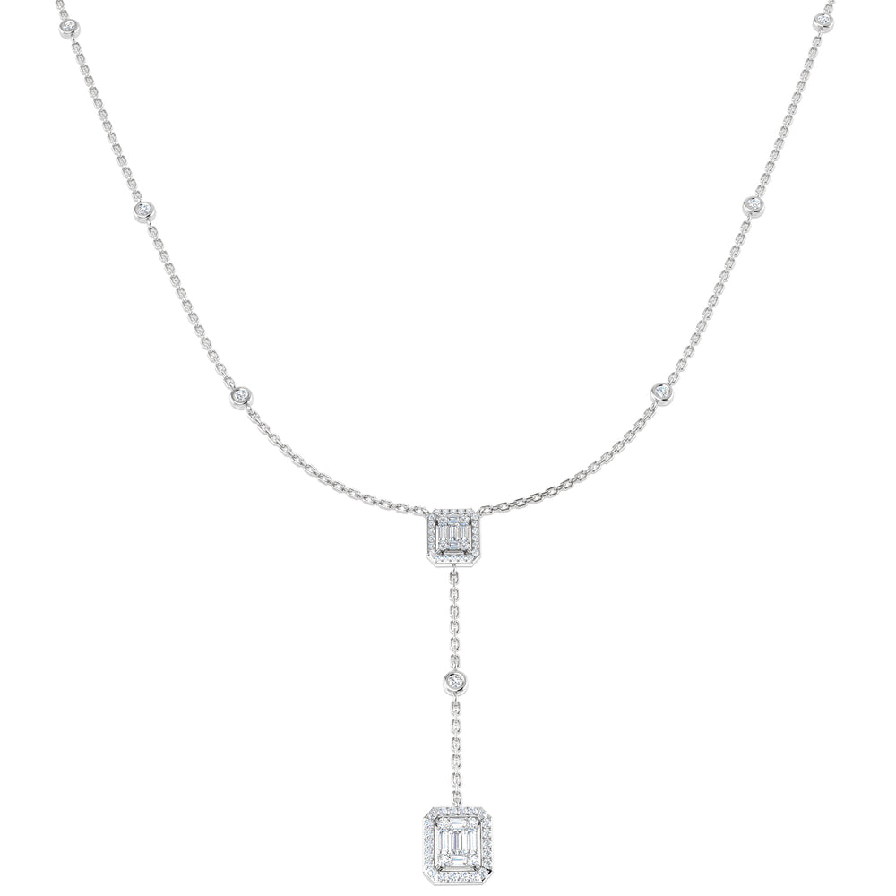 Ample Diamond Necklace Baguette & Brilliant 0.5ct Gold Platinum