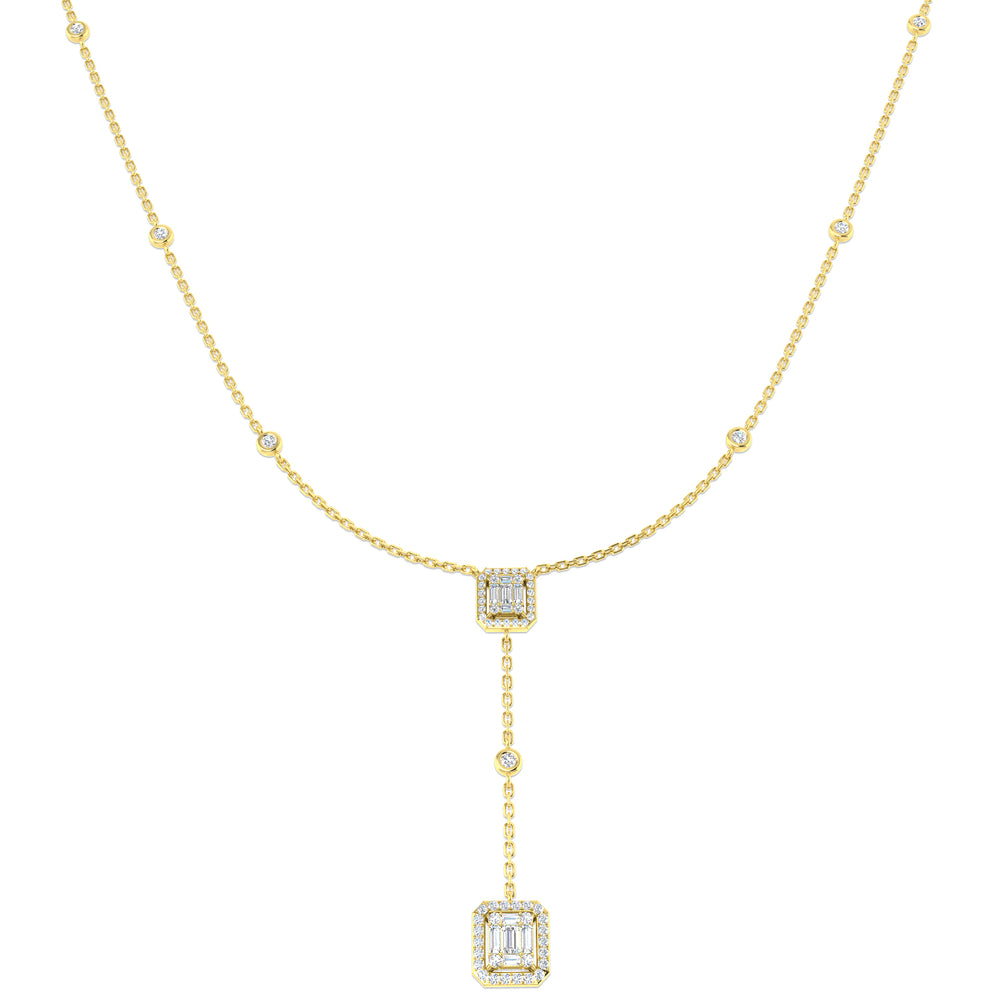 Ample Diamond Necklace Baguette & Brilliant 0.5ct Gold Platinum