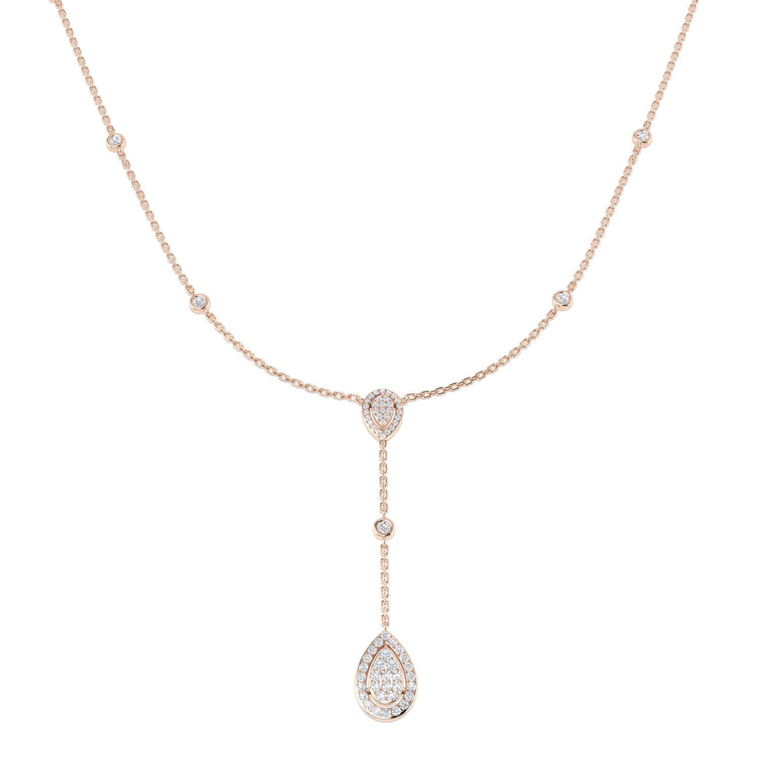 Algin Cluster Necklace 0.5ct Diamond  Gold Platinum