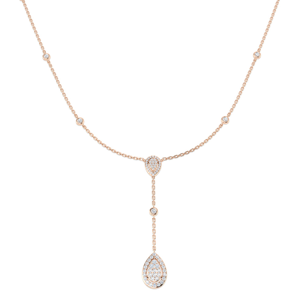Algin Cluster Necklace 0.5ct Diamond  Gold Platinum