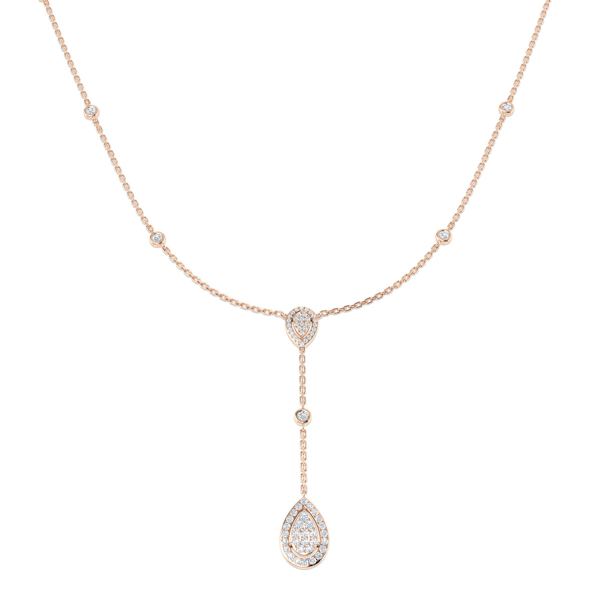 Algin Cluster Necklace 0.5ct Diamond  Gold Platinum