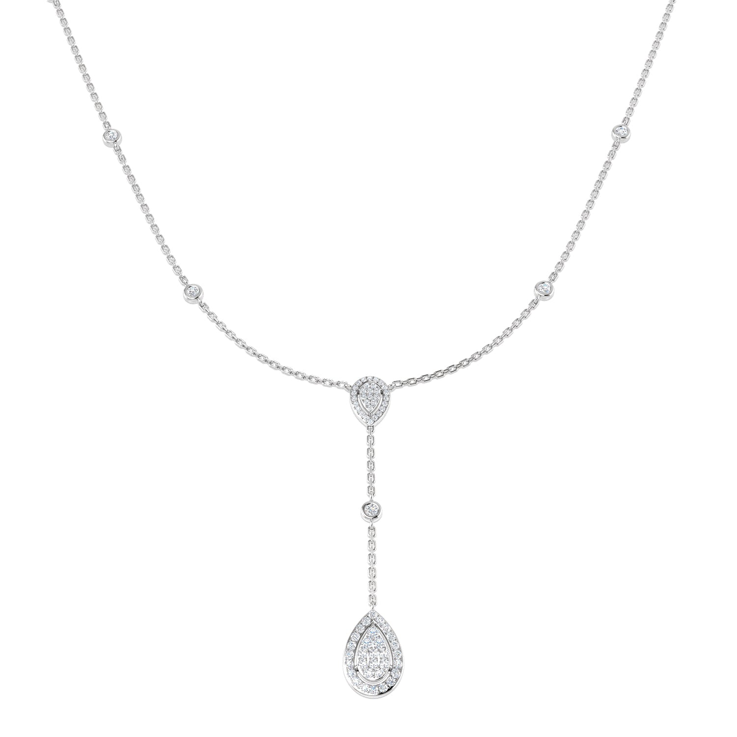 Algin Cluster Necklace 0.5ct Diamond  Gold Platinum