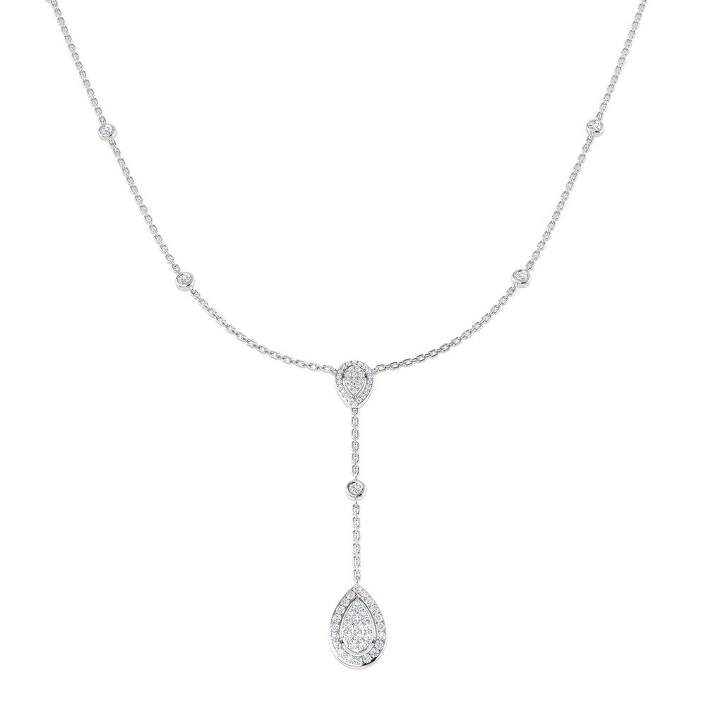Algin Cluster Necklace 0.5ct Diamond  Gold Platinum
